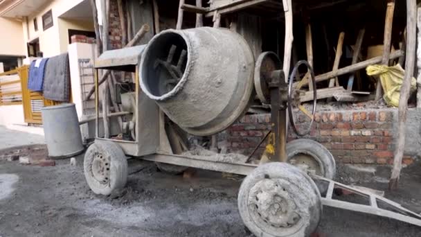 Eine Dieselgenerator Basierte Betonmischmaschine Auf Einer Baustelle Uttarakhand Indien — Stockvideo