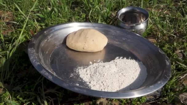 Criando Massa Trigo Para Fazer Roti Livre Meio Beleza Natural — Vídeo de Stock