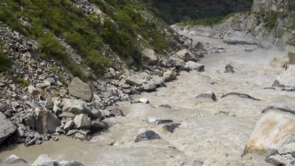 Monsun Ger Kraftfulla Strömmar Till Floden Satluj Himachal Pradesh Indien — Stockvideo