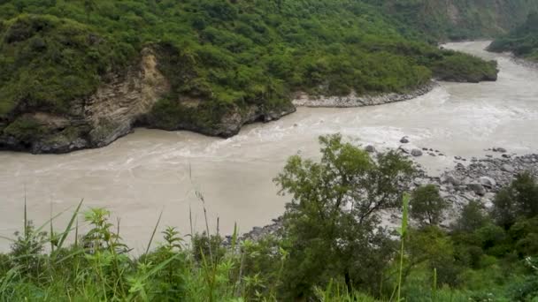 Sutlej Nebo Satluj Protékající Údolími Himachal Pradesh Monzunová Sezóna Indii — Stock video