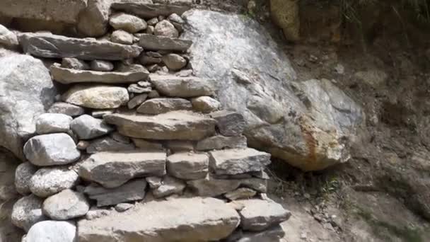 Kinner Kailash Yatra Cinematic Pov Shot Rock Stair Climbing Himachal — Stock video