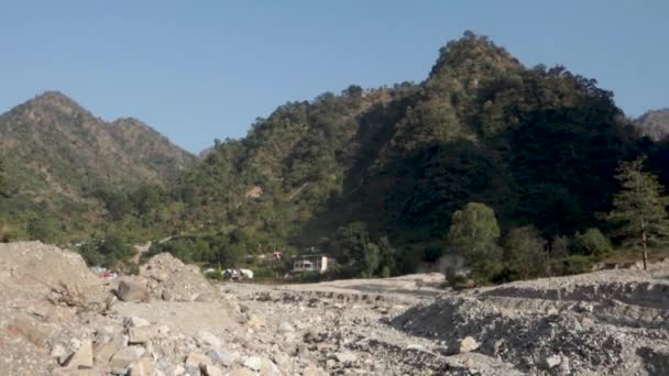Monsoon Devastation Flooded River Bank Maldevta Village Dehradun City Uttarakhand — Vídeo de Stock