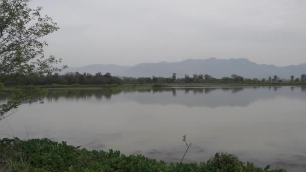 Плотина Асан Живописное Слияние Вод Долине Дун Граница Уттаракханд Химачал — стоковое видео