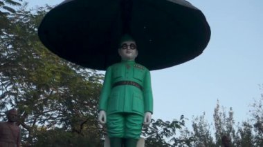 28 Haziran 2023, Uttarakhand, Hindistan. Özgürlük Savaşçısı Netaji Subhash Chandra Dehradun 'daki Gandhi Parkı' nda bir heykel.