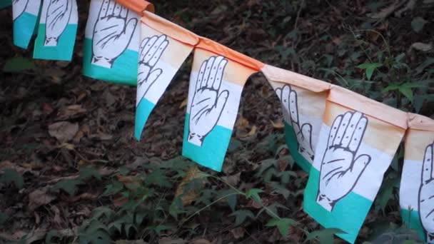 Dec 25Th2023 Uttarakhand Indien Wahlkampf Trubel Kongresspartei Fahnen Flugblätter Saiten — Stockvideo