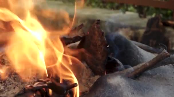 Uttarakhand Winter Clay Σόμπα Αυθεντικό Φιλμ Αρχείου Πορτοκαλί Φλόγες Αγροτική — Αρχείο Βίντεο