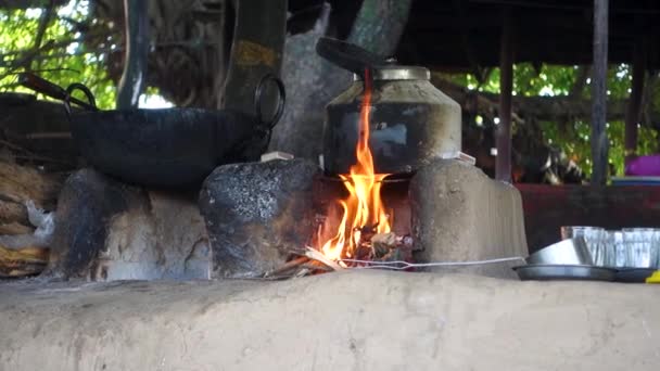 Cucina Uttarakhand Cucina Tradizionale Sopra Camino Argilla Fatto Mano Combustione — Video Stock