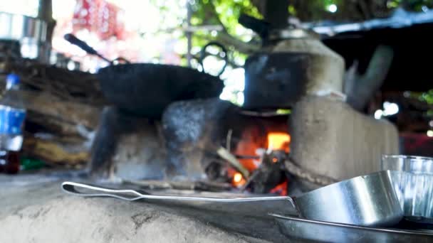 Cucina Uttarakhand Cucina Tradizionale Sopra Camino Argilla Fatto Mano Combustione — Video Stock