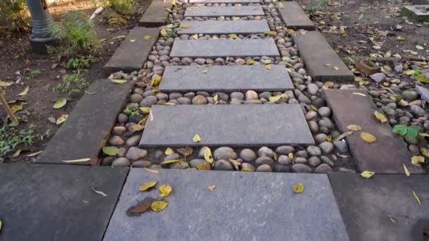 Well Maintained Pavement Made Stone Tiles Pebbles Uttarakhand India — Stock Video
