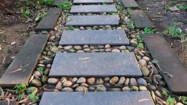 Well Maintained Pavement Made Stone Tiles Pebbles Uttarakhand India — Stock Video