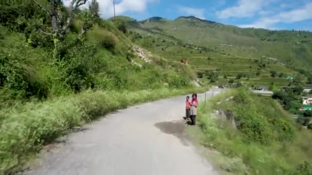 Himalayan Drive Zdjęcia Szybko Poruszającego Się Pojazdu Hilly Uttarakhand Road — Wideo stockowe
