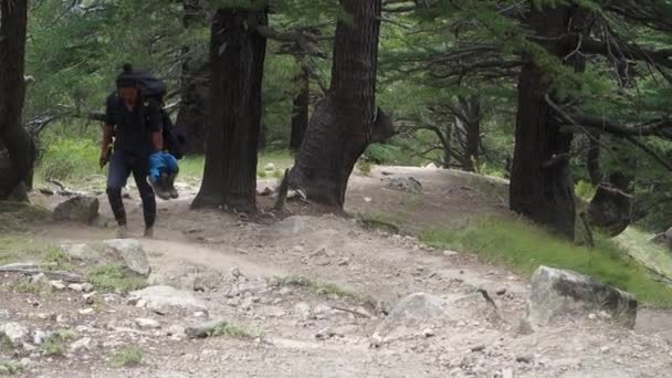 Sierpnia 2023 Himachal Pradesh Indie Kinner Kailash Yatra Człowiek Trekking — Wideo stockowe