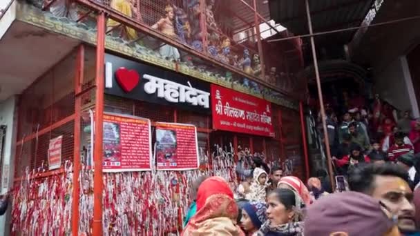 Febrero 2024 Rishikesh Uttarakhand India Celebración Mahashivratri Devotos Templo Neelkanth — Vídeo de stock