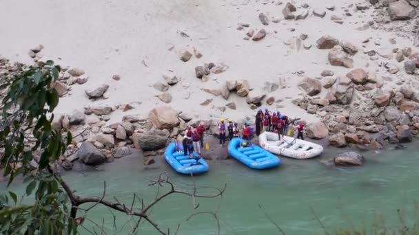 13Th2024 Februari Rishikesh Uttarakhand India Ganges Rafting Expedition Adventurous Preparations — Stok Video