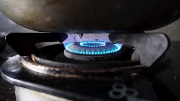 Chama Azul Fogão Gás Gpl Uttarakhand Índia — Vídeo de Stock