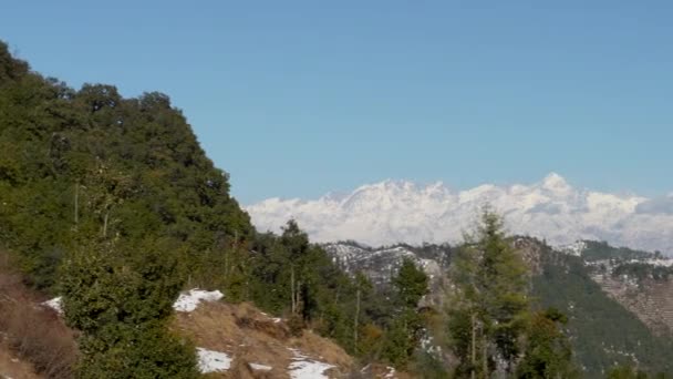 Sneeuwval Mussoorie Winter Eerste Deken Queen Hills Uttarakhand India — Stockvideo