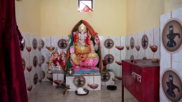 2024 Uttarakhand Indien Heiliger Herr Ganesha Skulptur Hinduistischer Tempel Innenaufnahmen — Stockvideo