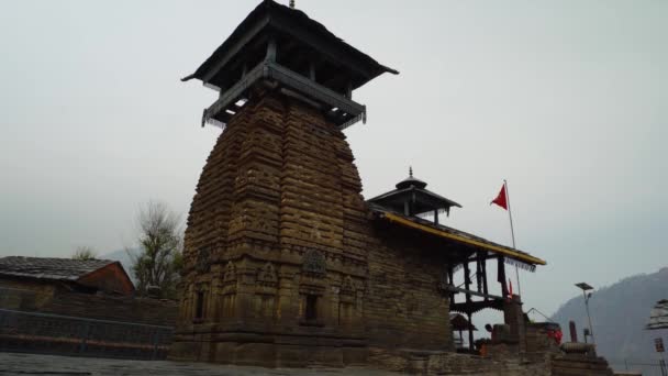 Февраля 2024 Года Уттаракханд Индия Древний Храм Лахамандал Шива Архитектура — стоковое видео