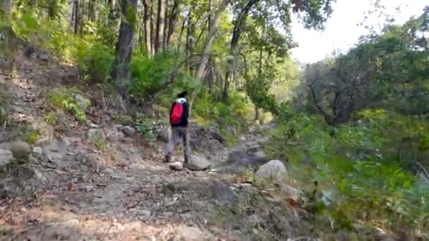 Mars 2024 Dehradun City Uttarakhand India Ensam Resenär Man Vandring — Stockvideo