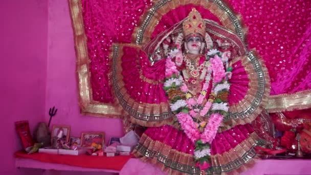 Března 2024 Uttarakhand India Indický Hinduistický Chrám Vyzdobenou Sochou Bohyně — Stock video