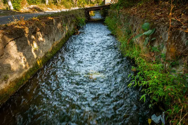 Stock image Scenic rural canal flowing through Dehradun outskirts in Uttarakhand, India, used for agricultural irrigation sourced from local rivers