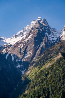 Harsil 'in Karlı Majestic Boynuzu, Harsil Vadisi, Uttarkashi' de hayvan boynuzlarını andıran ikiz zirveler, 4,800 m & 5,300 m 'ye yükseliyor. Uttarkashi. Hindistan