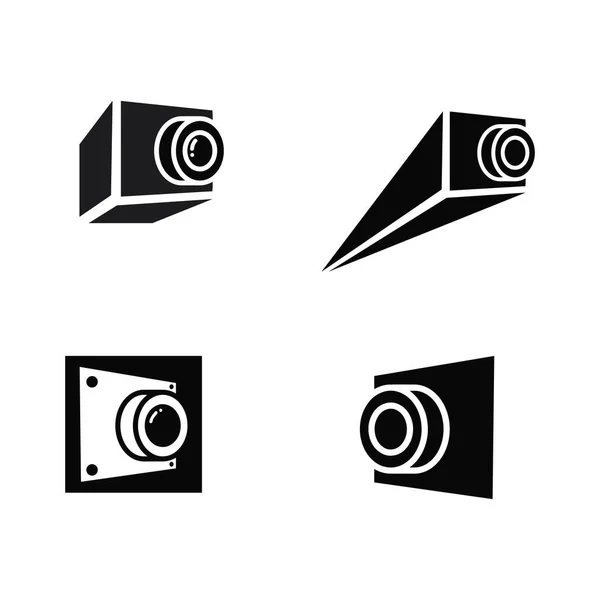 Fotografie Kamera Logo Ikona Vektor Design Šablona Izolované Černém Pozadí — Stockový vektor