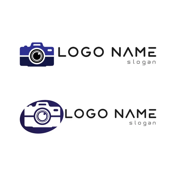 Photography Camera Logo Icon Vector Design Template Isolated Black Background — Stock Vector
