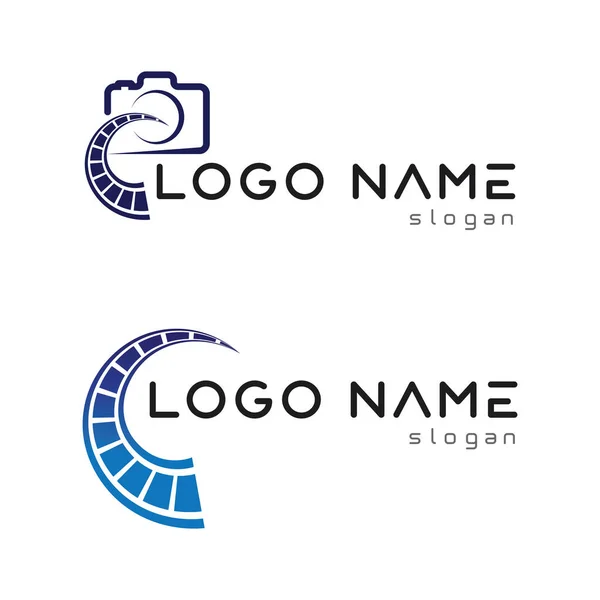 Fotografia Câmera Logotipo Ícone Vetor Design Modelo Isolado Fundo Preto —  Vetores de Stock