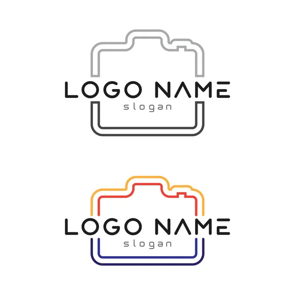 Fotografia Fotocamera Logo Icona Modello Progettazione Vettoriale Isolato Sfondo Nero — Vettoriale Stock