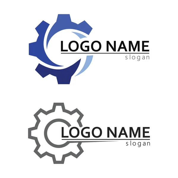 Modelo Logotipo Engrenagem Ícone Vetor Ilustração Design —  Vetores de Stock