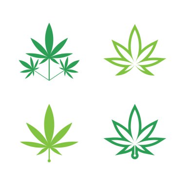 Esrar logosu ve marihuana yaprağı ikonu vektörü