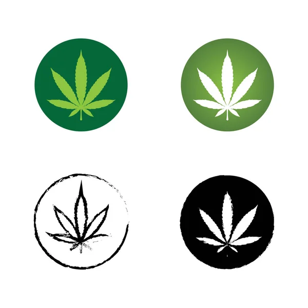 大麻标识和大麻叶图标病媒 — 图库矢量图片