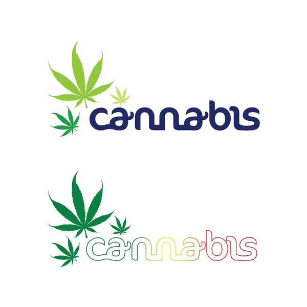 Cannabis Logotyp Och Marijuana Blad Ikon Vektor Design — Stock vektor