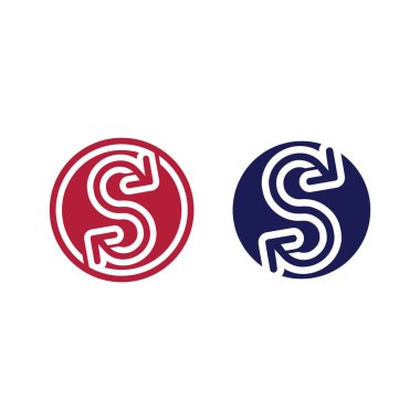 S harfli şirket logosu tasarım vektörü.