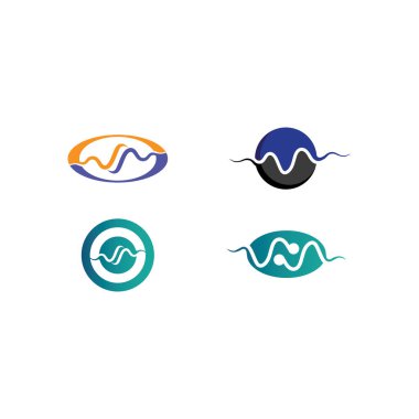 İzole edilmiş yuvarlak logo. Mavi renk logoti. Akan su görüntüsü. Deniz, okyanus, nehir yüzeyi.
