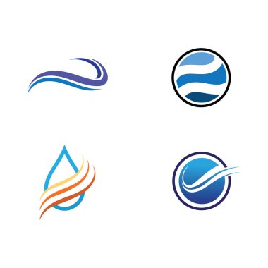 İzole edilmiş yuvarlak logo. Mavi renk logoti. Akan su görüntüsü. Deniz, okyanus, nehir yüzeyi.