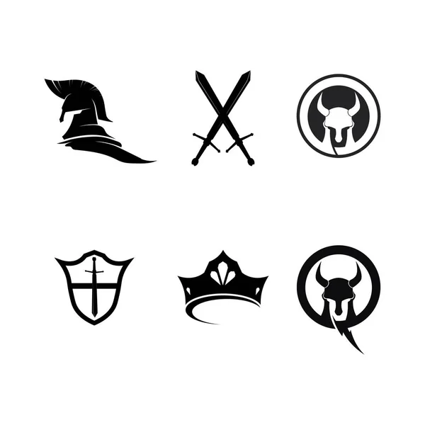 Espartano Gladiador Logotipo Ícone Projeta Vetor —  Vetores de Stock