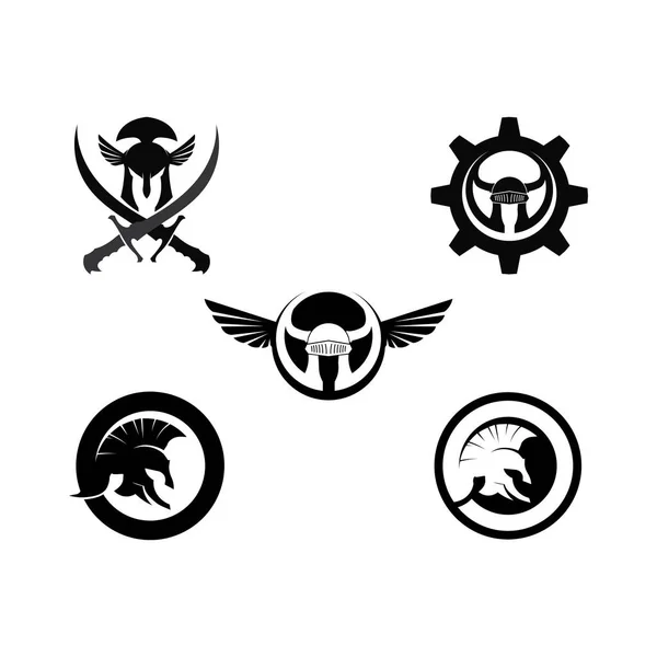 Espartano Gladiador Logotipo Icono Diseños Vector — Archivo Imágenes Vectoriales