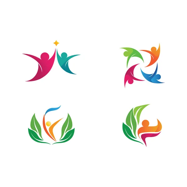 Abstrait People Logo Design Fun People Healthy People Sport Community — Image vectorielle