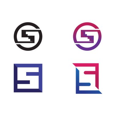 S harfli şirket logosu tasarım vektörü.