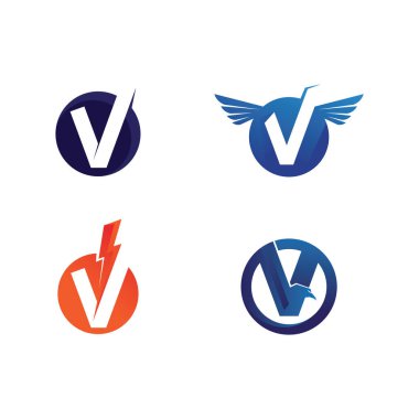 V Harfi Logo Şablonu vektör resimleme