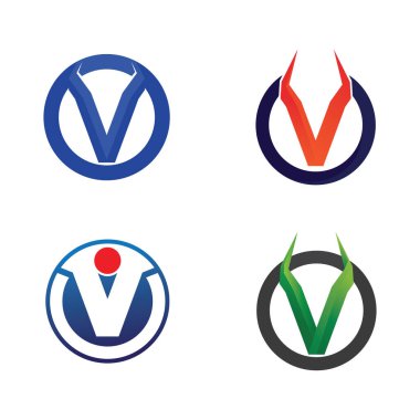 V Harfi Logo Şablonu vektör resimleme