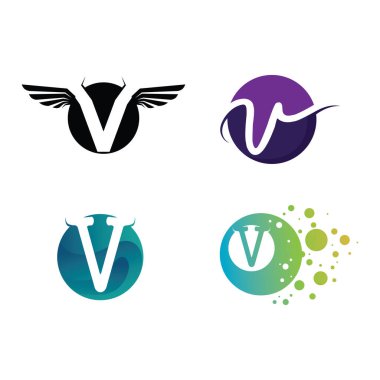 V Harfi Logo Şablonu vektör resimleme