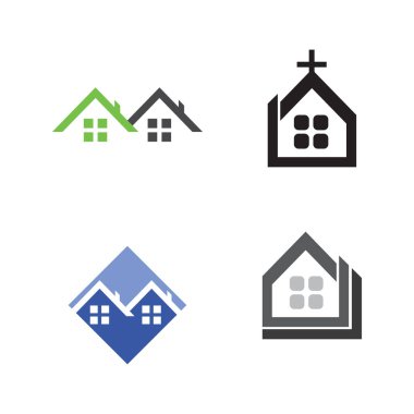 Bina ve ev logosu vektör çizimi, Emlak logosu şablonu, logo simgesi simgesi