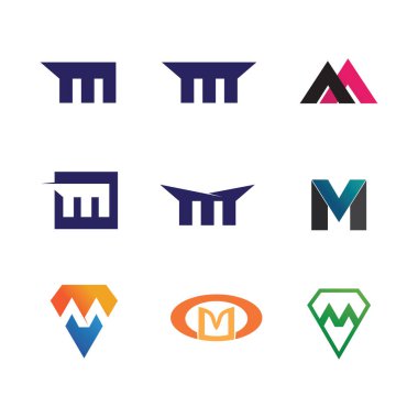 M Harfi Logo Şablonu vektör çizimi tasarımı