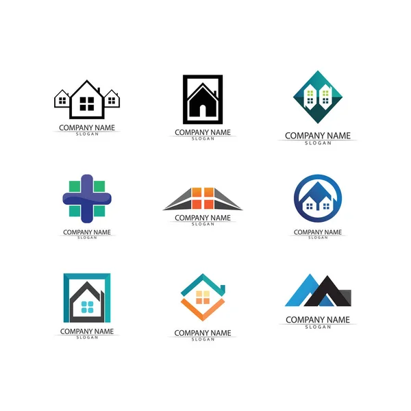 Building House Logo Vector Illustration Design Real Estate Logo Template — Stock Vector