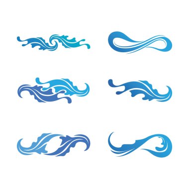 İzole edilmiş yuvarlak logo. Mavi renk logoti. Akan su görüntüsü. Deniz, okyanus, nehir yüzeyi.