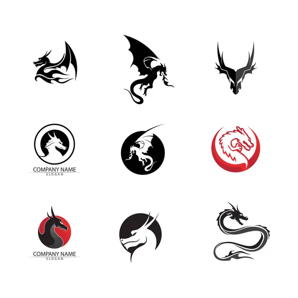 Dragon Wektor Ikona Ilustracja Projekt Szablon Logo — Wektor stockowy
