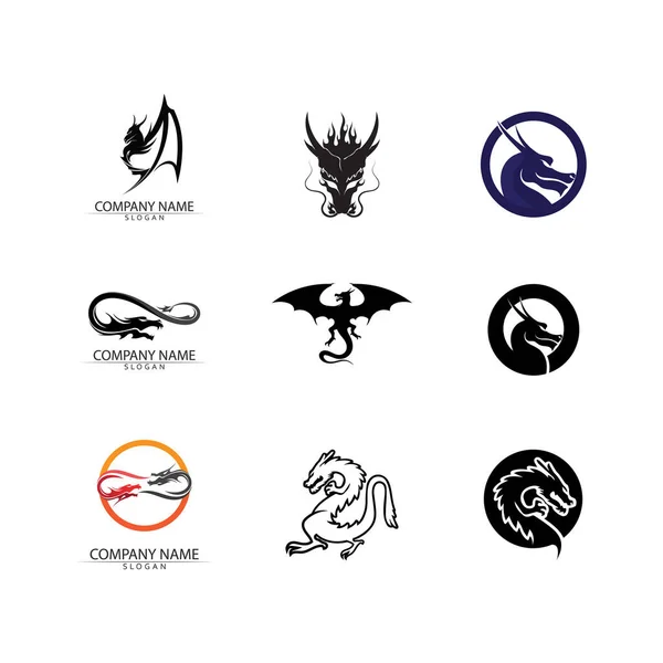 Dragon Vector Icono Ilustración Diseño Logo Plantilla — Vector de stock
